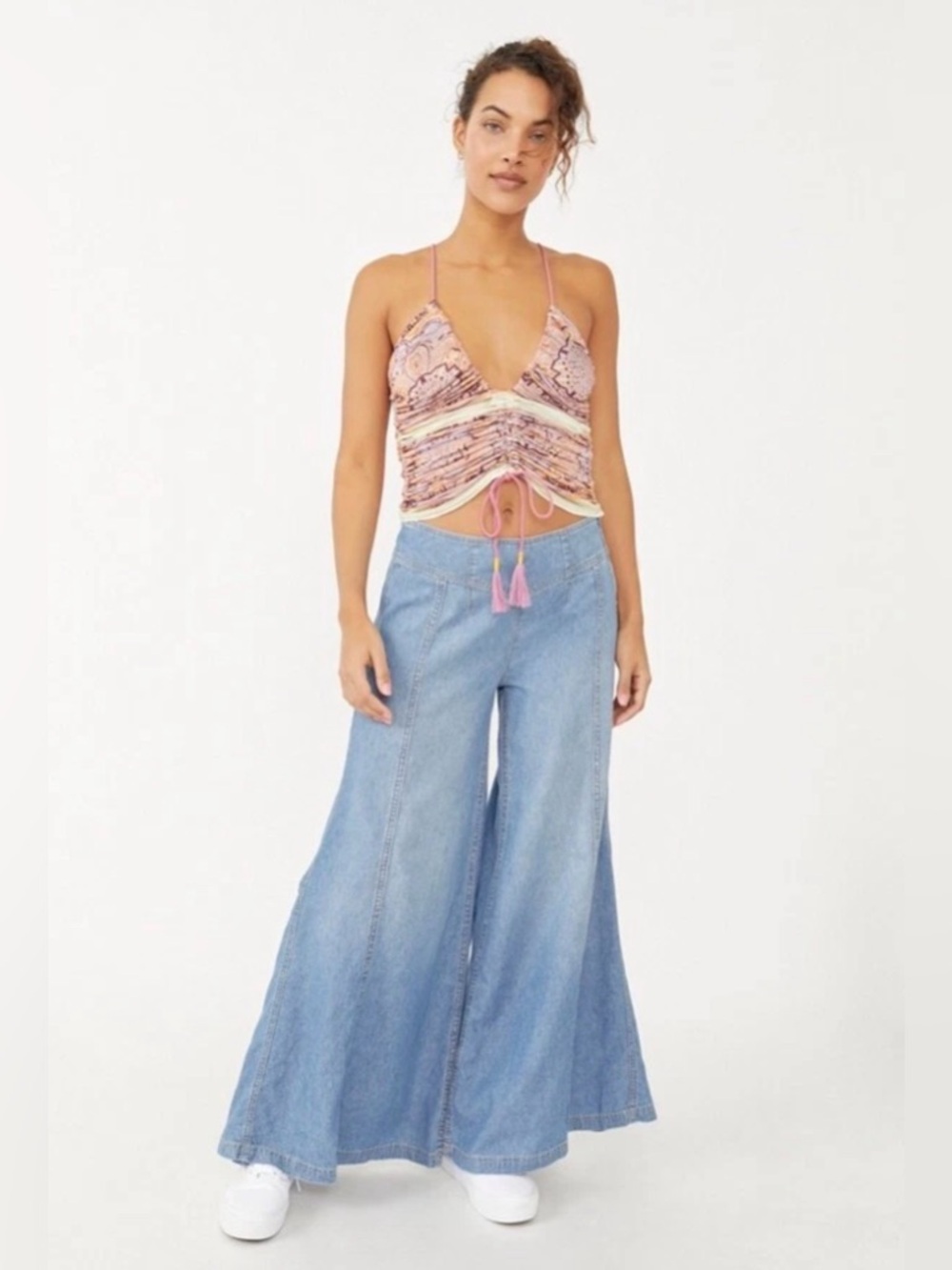 Vintage Y2K Free People Cocktail Queen Tank Lavender Ruched Cami XS Coachella